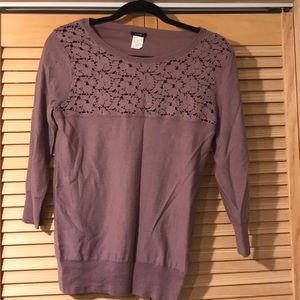 Purple j crew 3/4 sleeve sweater